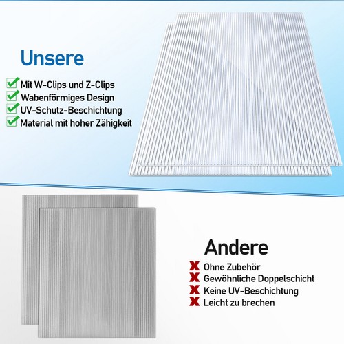14x Doppelstegplatte Universal Hohlkammerplatte Terasse Garten Polycarbonat 4mm - Bild 5 von 8
