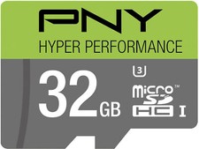 NEW PNY P-SDU32GU365G-GE 32GB microSDHC Class 10 UHS-I/U3 Memory Card 65MB/sec
