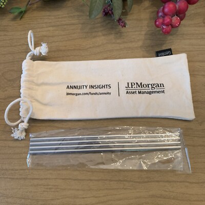 J.P. Morgan Asset Management  Annuity Advertising Bag w (4) Metal Straws NEW