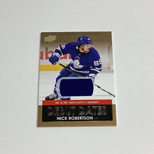 Nick Robertson Maple Leafs 2021-22 Upper Deck Debut Dates Relic DD-15