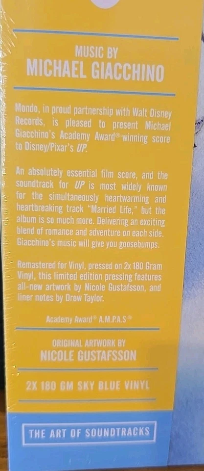 Michael Giacchino – UP Original Motion Picture Sdtk 2LP 180g Sky Blue Vinyl NEW - Image 2 of 3