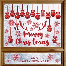 Christmas Window Clings 9 Sheets Christmas Ball Snow Window Stickers for Xmas...