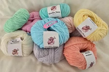 Mixed Pastel Colors Lot of 10 Studio Sam & Co Cotton Yarn Donut Balls, + Hooks!
