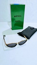 BOTTEGA VENETA BV1346S 001 56-17 CATEYE Blk GOLD RIM TEMPLE Women's Sunglasses