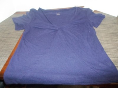 A New Day Womens Size M Navy Twisted V-Neck Linen Short Sleeve T-Shirt