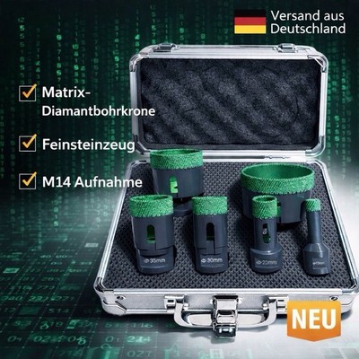 Fliesenbohrer, Diamant Bohrkronen Set M 14 Matrix-Qualität