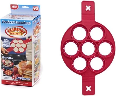 PANCAKE MAKER Moule Silicone Pancakes/Œufs Antiadhésif 7 trous Résistant chaleur - Photo 1/4