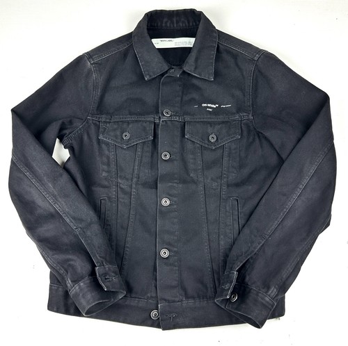 OFF-WHITE Mens Denim jacket Tape Arrows Black Jean OMYE005R20E54002 Sz Medium
