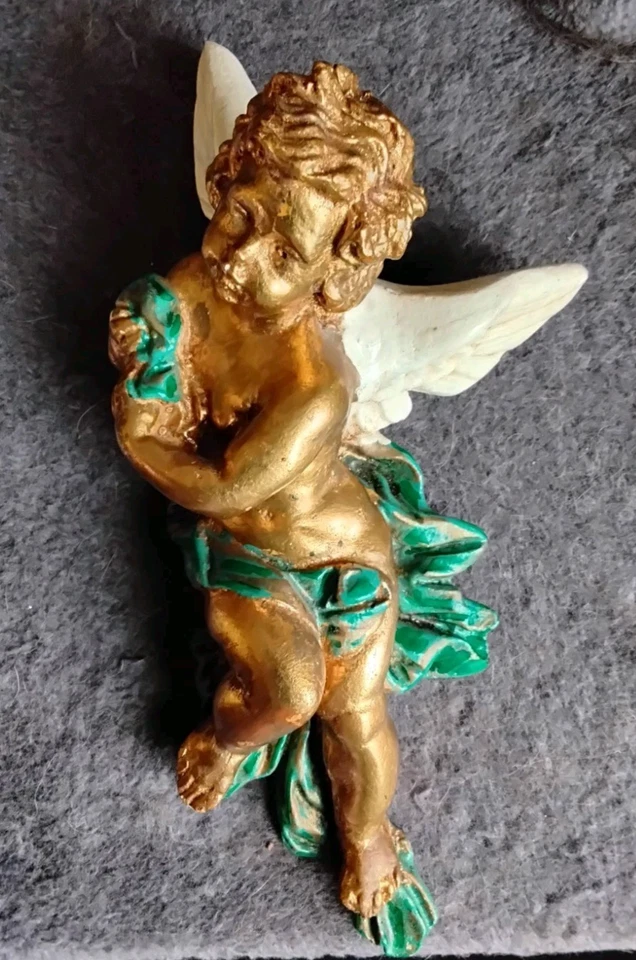 grand angelot en plâtre ancien vintage - Photo 3/4