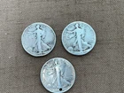 LOT OF 3 1941 1942 1943 WALKING LIBERTY 50 CENT HALF DOLLAR COINS FREE SHIP