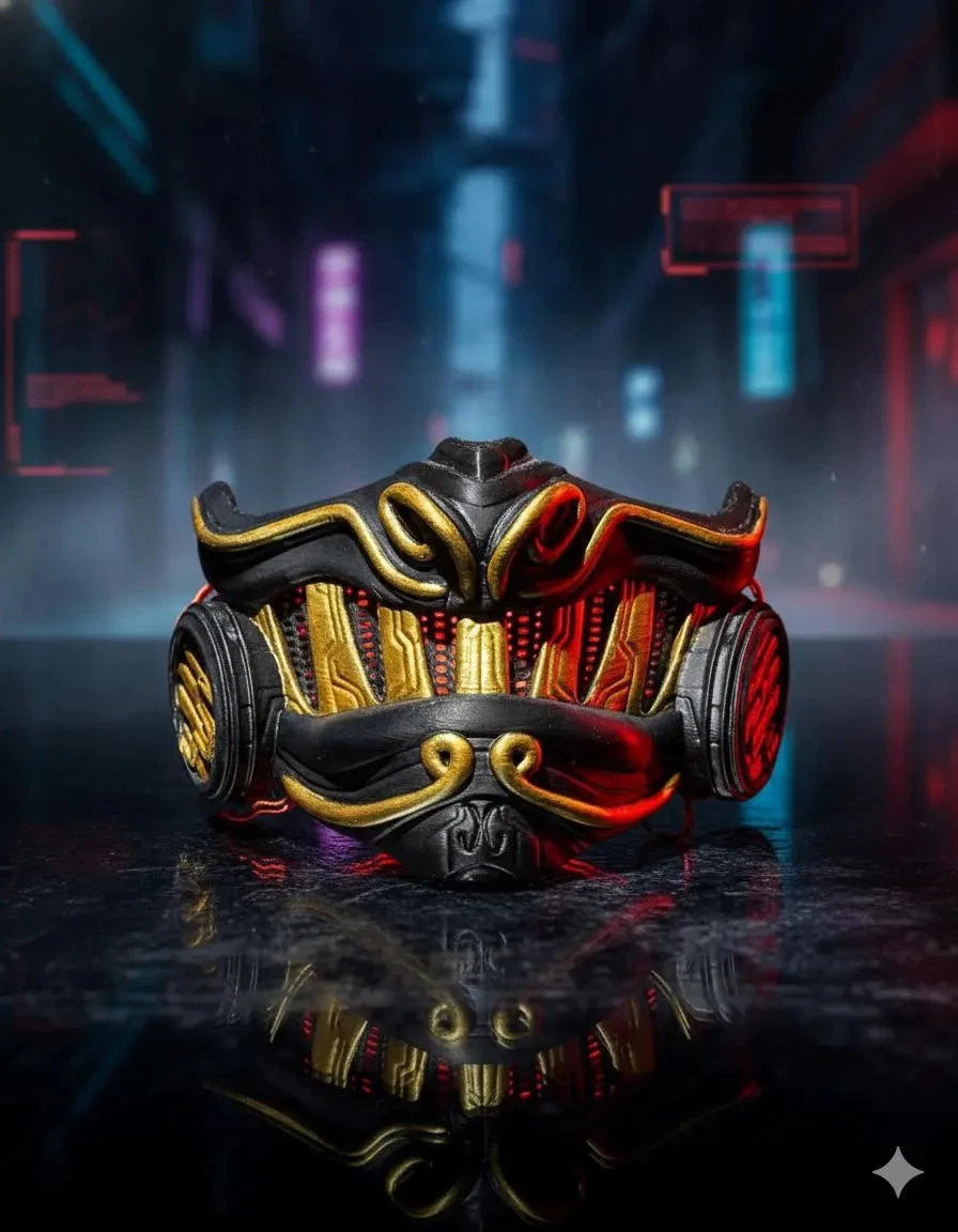 Cyber Samurai Mask Set: 3D Printed Cyberpunk Cosplay Helmet