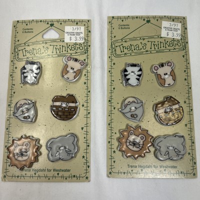 Vintage Lot Of 2 Trena s Trinkets Buttons 12 Buttons Total 