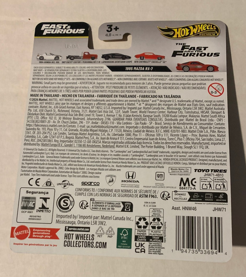2026 HOT WHEELS FAST & FURIOUS 25TH ANNIVERSARY 1995 MAZDA RX-7 RED ...