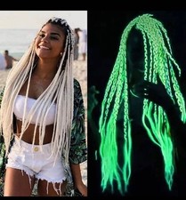 Glow in the Dark Hair Braiding Extensions Neon Green Rave Cosplay Party Braids