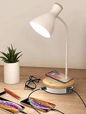 Metal Desk Lamp Wireless Charging Table Lamp Touch Reading Lights Arc White
