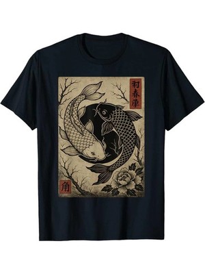Japanese Koi Fish Yin Yang T-Shirt - Traditional Zen Art Graphic Tee