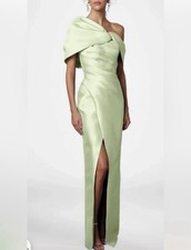Cocomelody Sage Green Sheath Column Half Sleeves Floor Length Size 10 NWT