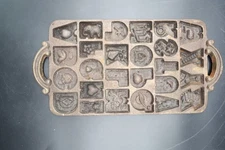 Vtg John Wright Cast Iron Alphabet Cookie Shortbread Mold Pan