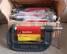 6 Pack Great Neck C-Clamp 4 Inch CC4 Cast Iron Frame Steel Swivel and Screw /585