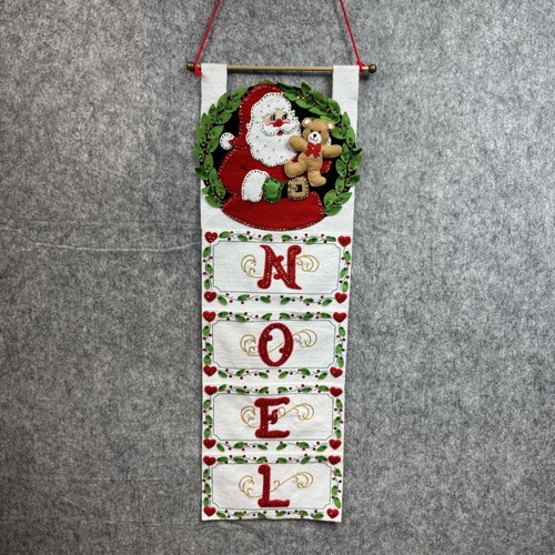 Bucilla Wall Hanging Card Holder Christmas Noel Santa Teddy Bear Sequin Decor