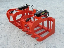 60" Dual Cylinder Root Rake Grapple Attachment Fits Kubota Tractor Loader QA