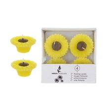 12 PCS Yellow Floating Sun Flower Candle 2 Inch Hand Poured Paraffin Wax