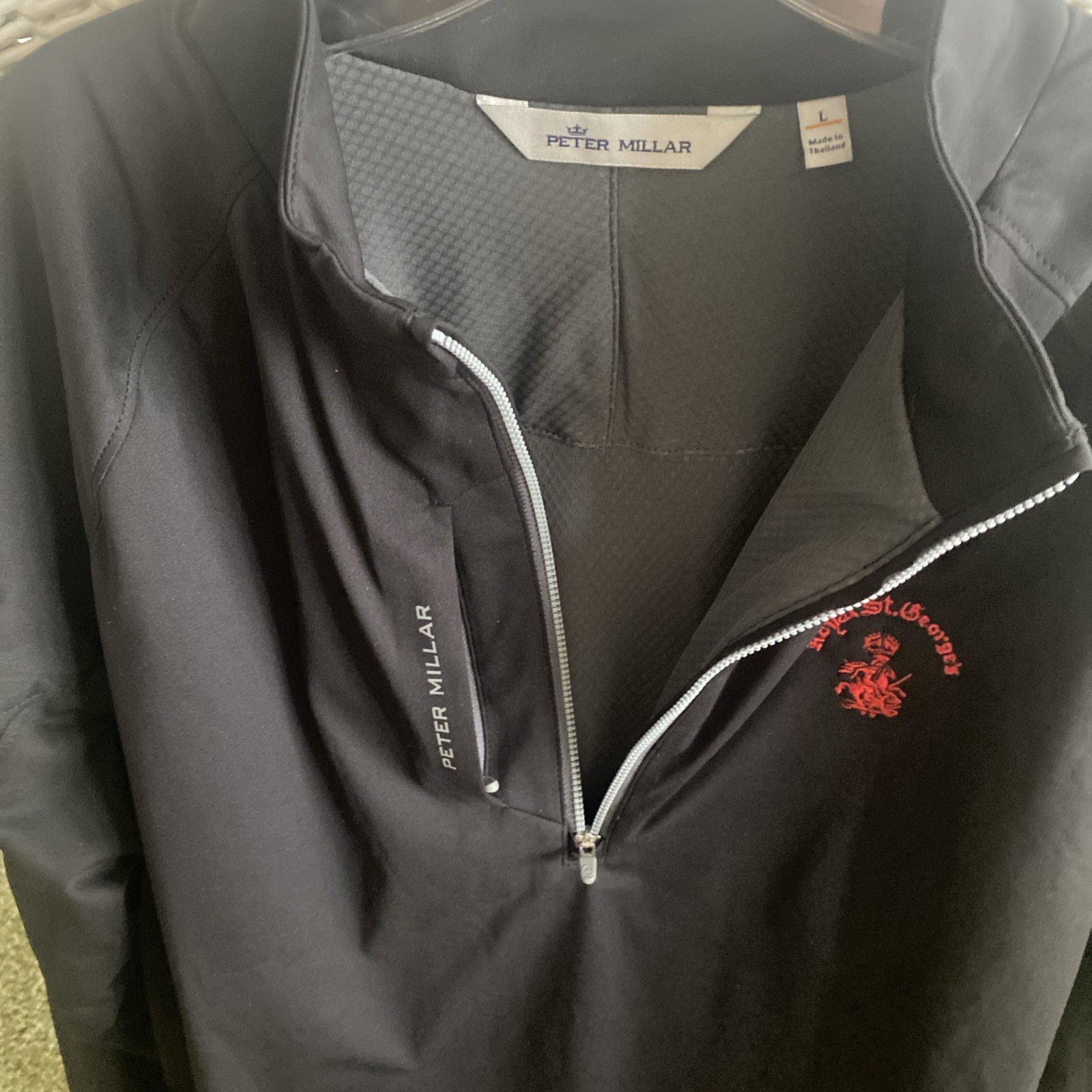 Peter Millar 1/4 Zip Pullover  Black Crown Golf Men’s Sz L Royal St.  George's image 7
