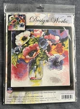 Design Works Counted Cross Stitch Kit "WATERCOLOR ANEMONES" 12x12 Adia 14-ct