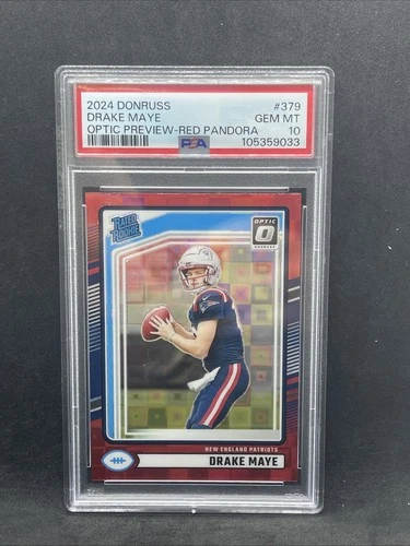 2024 Panini Donruss - Rated Rookie Drake Maye #379 Optic Preview Red Pandora