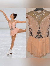 Custom solo dance ice skating lyrical ballet costume pink rhinestoned dress LC