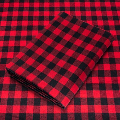 Red & Black  Plaid Cotton Flannel Fabric - 60'' Wide - Sold by the Yard and Bolt