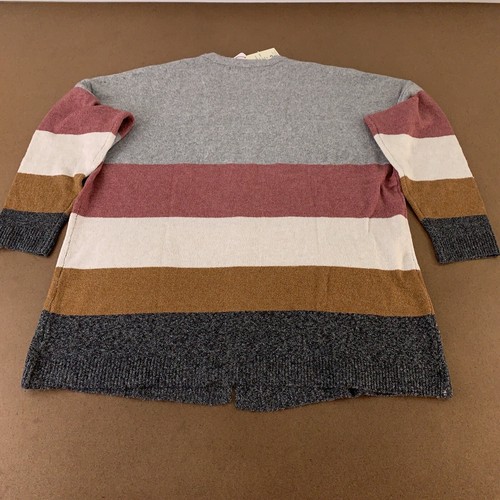 PINQUE Women's Size 3X Gray Striped Long Sleeve V Neck Open Front Cardigan NWT - Picture 4 of 9