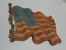 VINTAGE 1971 BURWOOD PRODUCTS WAVING AMERICAN FLAG WALL HANGING COOL