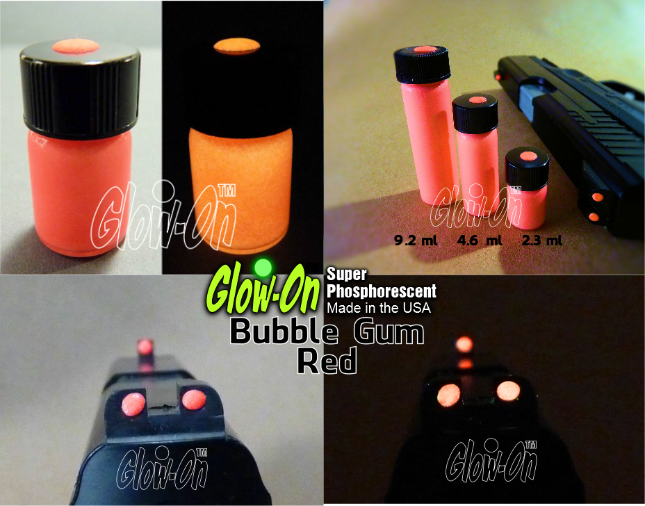 Glow-On Bubble Gum Red Glow Paint - 4.6ml Gun Night Sights & DIY Projects