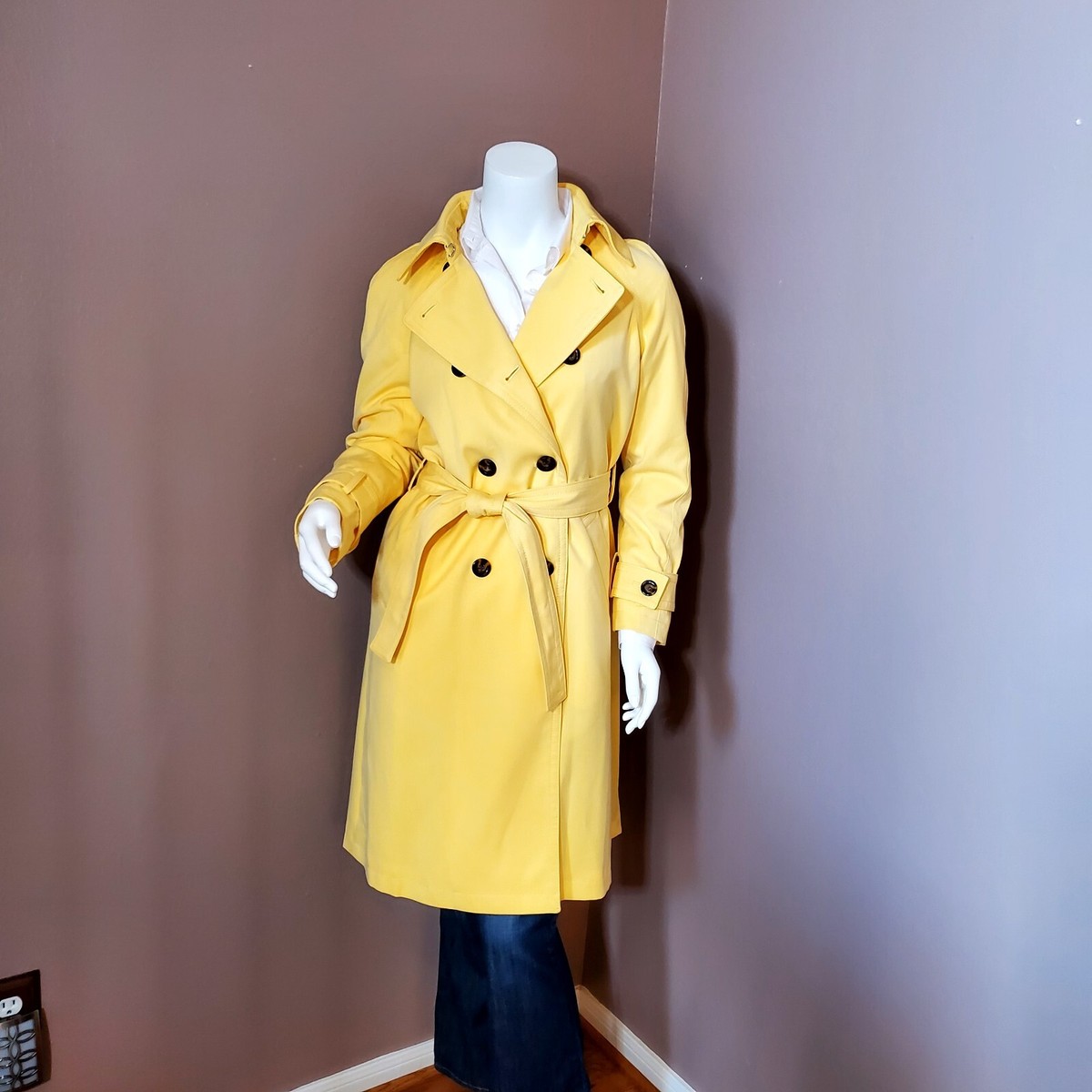 Wool Coat Ann Taylor Pleated Trench Coat NWT ANN TAYLOR Yellow
