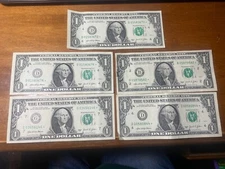 5Qty-2021 $1 Dollar Bill- Star Notes