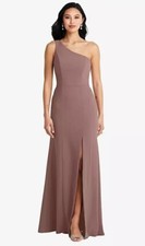 NWOT Bella Bridesmaids One Shoulder Crepe Maxi with Slit 16 Sienna