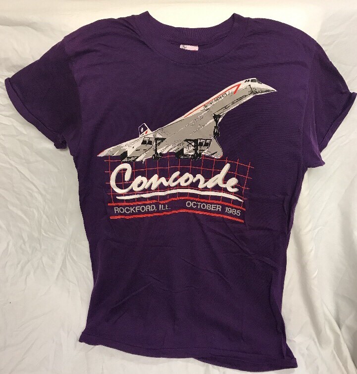 True Vintage 80s Concorde Airplane British Airways T Shirt 1985 Size Large 50/50 image 2