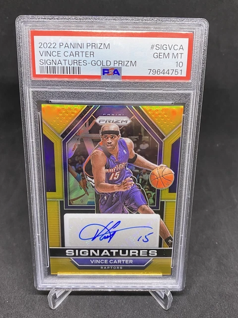 2022 Panini Prizm Vince Carter Gold Auto /10 PSA 10 Toronto Raptors