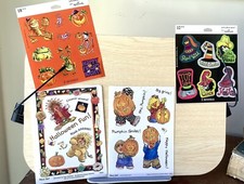 Mixed Lot of 4 Vintage Halloween Sticker Sheets Suzy  s Zoo  Hallmark Witches