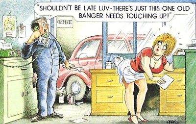 Original British 1970s Semi Nude Artistic Comic PC- Garage Mechanic