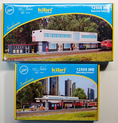 KIBRI H0 2 Kit Set HO  Train Station Altburg and Platform Altbach 125 Yrs Anniv.