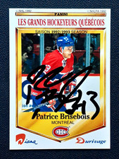 PATRICE BRISEBOIS AUTHENTIC AUTOGRAPH 1992-93 DURIVAGE PANINI 92-93 NO 32  29082