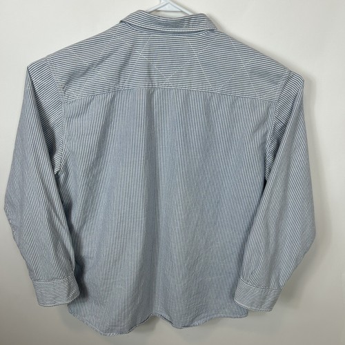 Nautica Mens Button Down Shirt Extra Large Blue Striped Classic Fit Long Sleeve - Picture 4 of 12