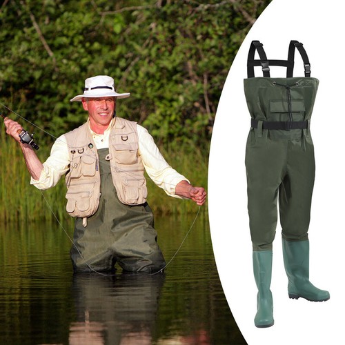 Wathose Angeln Gummistiefel Teichhose mit Haken Anglerhose robust Gr. 42-47 - Bild 7 von 9