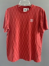 VTG Adidas Trefoil 3 Stripes Ringer T-Shirt Orange/White Adult Small Faded Style
