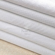 Premium Quality 100% Cotton Broderie Anglaise Embroidered Fabric - Clothing