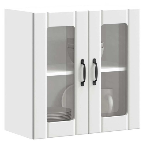 vidaXL Kitchen Wall Cabinet with Glass Door Lucca White Engineered Wood BMG