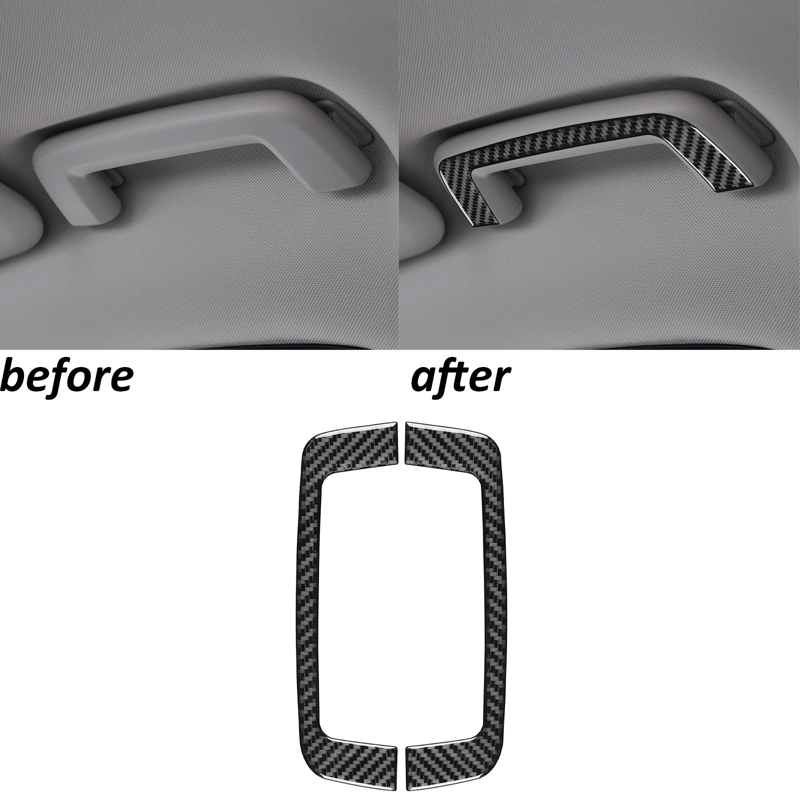 Real Carbon Fiber Interior Roof Handle Panel Cover Trim For Ford Focus 2012-2018