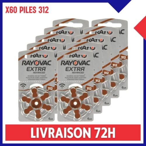 x60 Piles Auditives 312 Batterie Appareil Auditif 1,4V P312 ZL3 PR41 Marron - Afbeelding 1 van 2